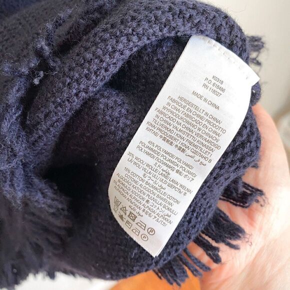 Boden Navy Blue Fringe-Trim Sweater Womens US 14 Wool Alpaca Knit Blend K0318 - Picture 6 of 8